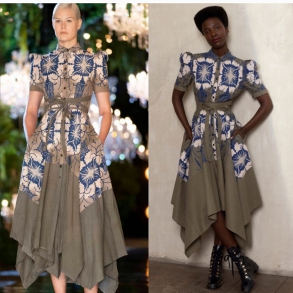 Making the Cut Season olive lace up midi Shirt Dress Sz XS New with tags - Picture 3 of 14